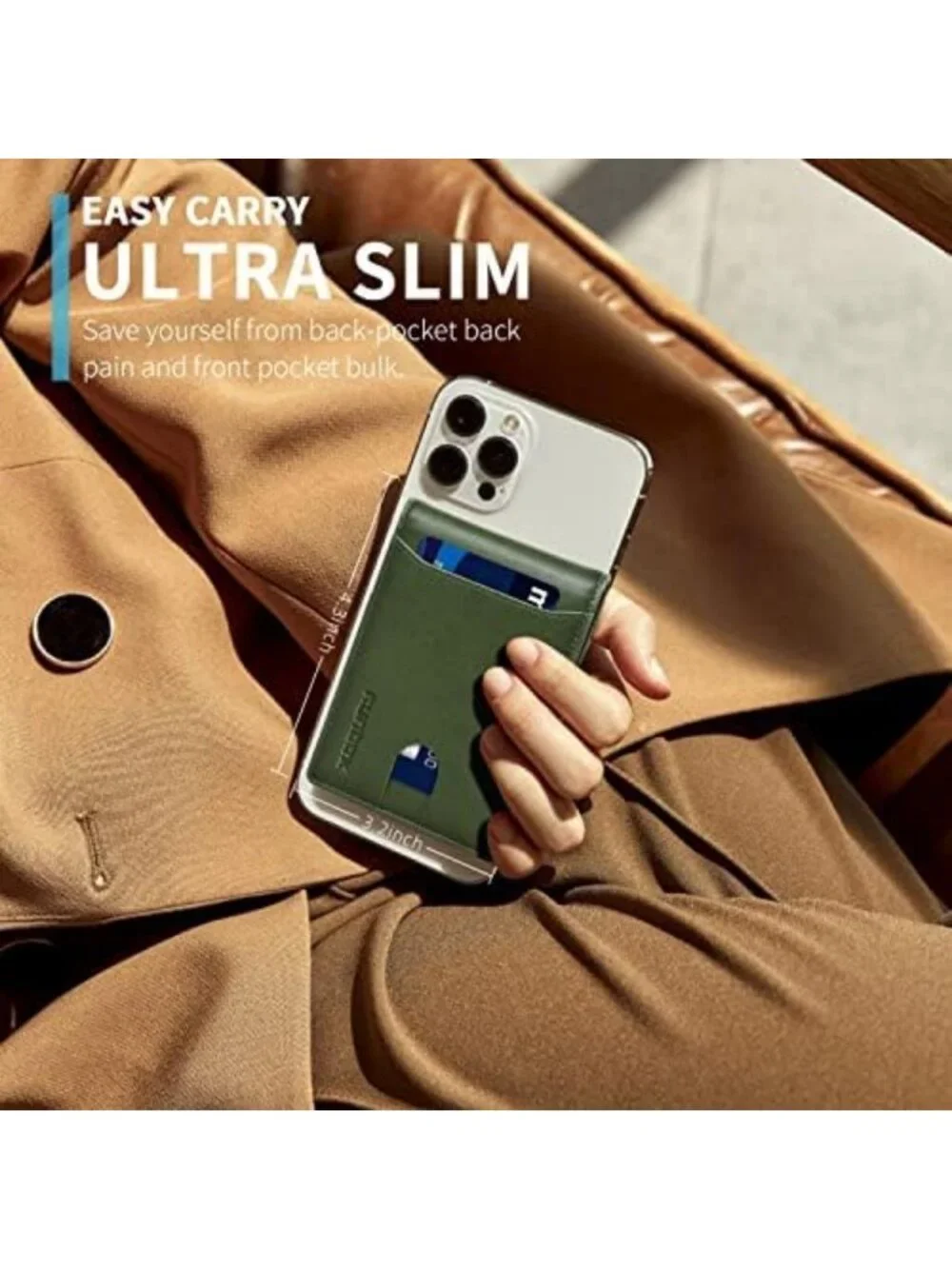 Slim Leather Bifold Wallet for Men, RFID Blocking, Compact Card Holder, Stylish